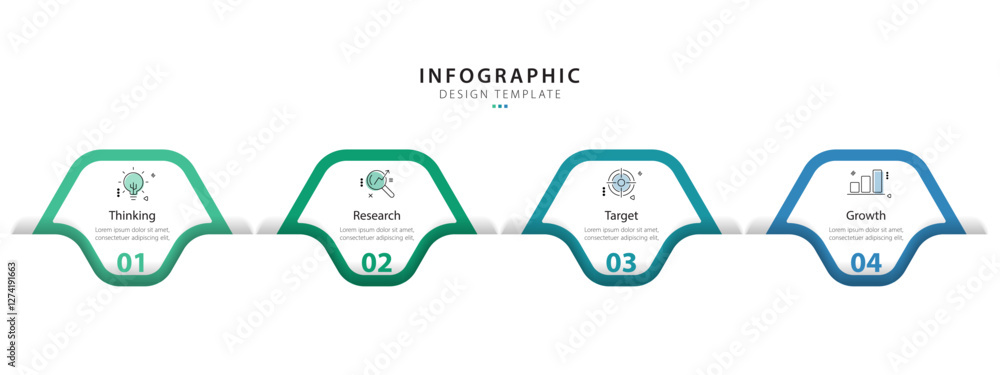Poster timeline infographic template. 4 step timeline journey, calendar flat simple infographics design tem