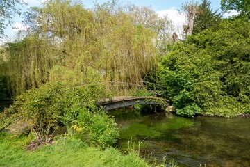 Obraz premium old wooden bridge over The River Test Hampshire England