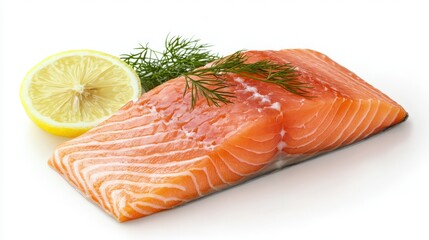 A perfectly grilled salmon fillet with lemon and dill