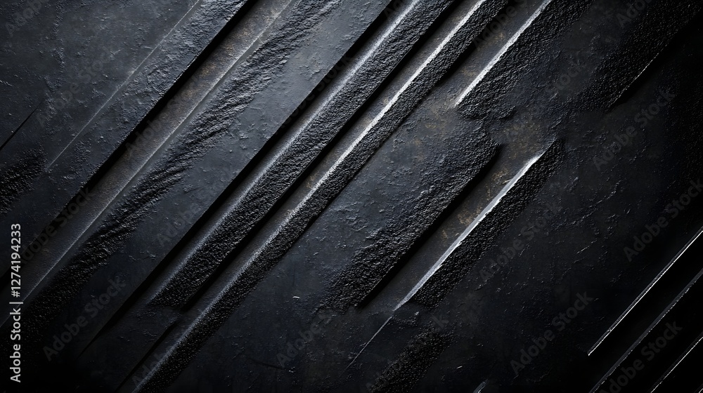 Aufkleber Close-up of a dark, abstract texture with diagonal lines and a rough surface. Ideal for backgrounds. Abstract Dark Texture: Diagonal Lines and Rough Surface