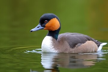 Obraz premium Closeup of a Beautiful Red-Crested Pochard Duck on a Pond