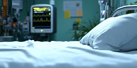 Hospital Bed with Medical Equipment in Background