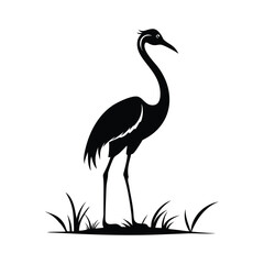 heron, icon symbol, crane - bird, bird, animal, black and white, water bird, egret, stork, beak, vector.
