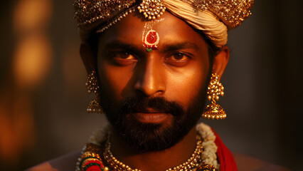 Cultural heritage celebration traditional performer ancient temple portrait natural lighting close-up artistic expression