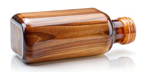 Brown Glass Bottle on White Background