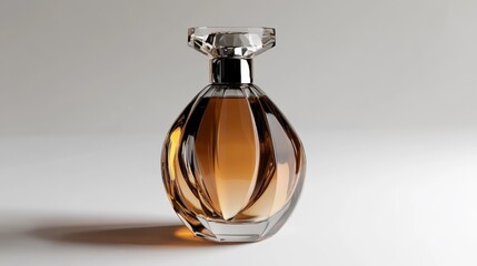 Elegant Glass Perfume Bottle on Minimalist Background