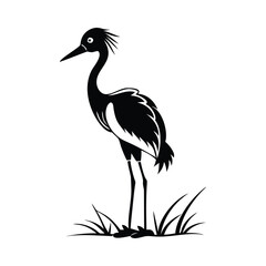 heron, icon symbol, crane - bird, bird, animal, black and white, water bird, egret, stork, beak, vector.