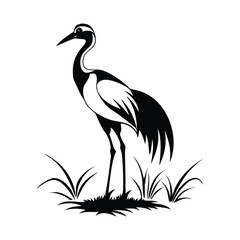 heron, icon symbol, crane - bird, bird, animal, black and white, water bird, egret, stork, beak, vector.