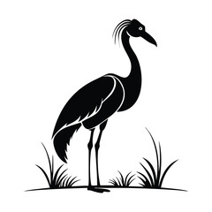 heron, icon symbol, crane - bird, bird, animal, black and white, water bird, egret, stork, beak, vector.