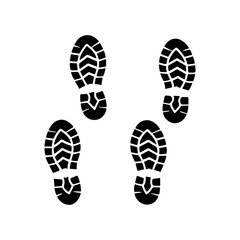 Pair of footprint running shoes silhouette icon vector flat illustration design on white background.