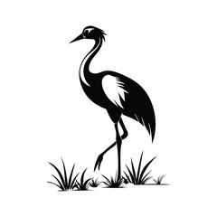 heron, icon symbol, crane - bird, bird, animal, black and white, water bird, egret, stork, beak, vector.