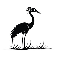 heron, icon symbol, crane - bird, bird, animal, black and white, water bird, egret, stork, beak, vector.