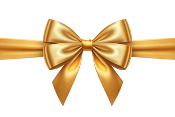 Elegant Golden Bow with Satin Finish, Ideal for Decorations and Gift Wrapping