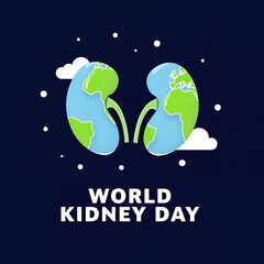 World Kidney Day graphic featuring Earth-shaped kidneys.