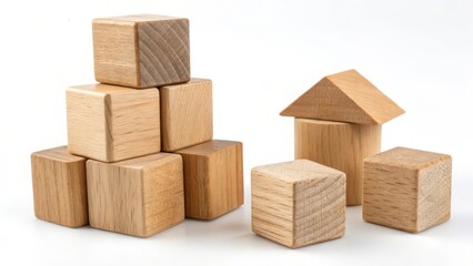 Wooden Blocks on White Background