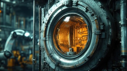 Fototapeta premium Futuristic Industrial Portal: A Glimpse into a Technological Wonderland