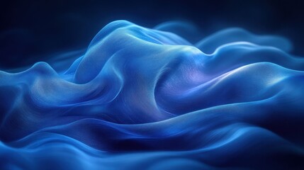 Obraz premium Abstract Blue Silk Waves: A Serene Digital Art Piece