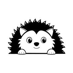 Sticker design of A cute hedgehog with spiky fur and tiny eyes