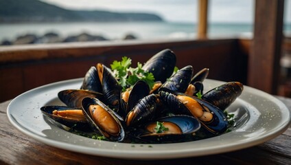 a plate of mussels at the restaurant