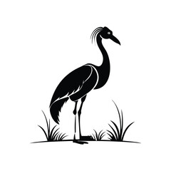 heron, icon symbol, crane - bird, bird, animal, black and white, water bird, egret, stork, beak, vector.