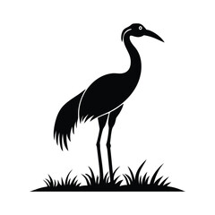 Obraz premium heron, icon symbol, crane - bird, bird, animal, black and white, water bird, egret, stork, beak, vector.