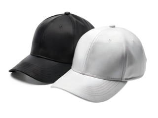 Black and white cap set isolated on transparent background
