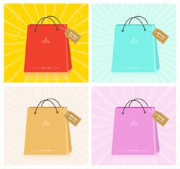 Modern minimalist shopping bag icon symbol. Vector tote bag icon. Sale concept. All layered and grouped.