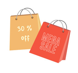Modern minimalist shopping bag icon symbol. Vector tote bag icon. Sale concept. All layered and grouped.