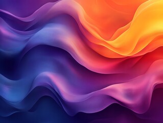 Obraz premium Abstract Aurora: Mesmerizing Flowing Waves of Purple, Orange, and Yellow Gradients in a Captivating Digital Art Landscape with Fluid Motion.