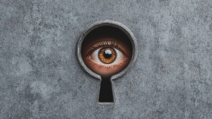 Watchful Eye Peering Through Keyhole Symbolizing Awareness and Curiosity