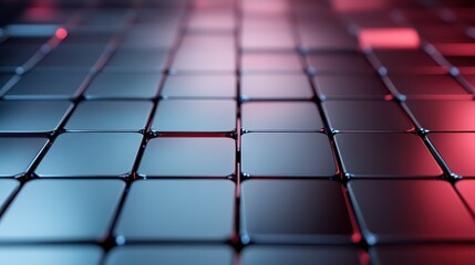 This image showcases a glossy black and red tile pattern with a reflective surface, creating a visually captivating abstract composition with depth and texture.