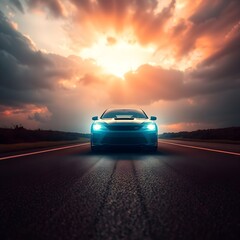 Fototapeta premium car, road, auto, driving, vehicle, automobile, travel, 