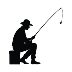 silhouette of a fisherman