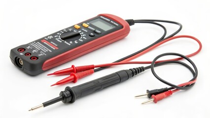 Digital Multimeter with Test Leads on White Background