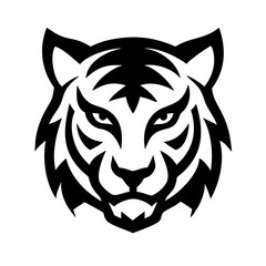 Fototapeta premium Tiger face with a tribal feather design, merging cultural elements with wildlife.