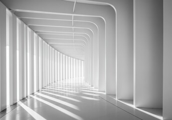 Obraz premium Modern architectural interior with curved white walls and natural light