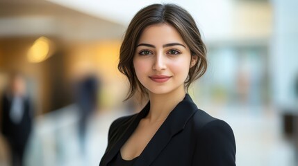 Obraz premium Confident Young Businesswoman Portrait in Modern Office Building