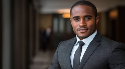 Confident African American Businessman in Modern Office Setting
