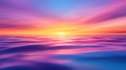 Obraz premium A breathtaking sunset over calm waters, showcasing vibrant shades of purple, pink, and blue. The tranquil scene captures the serene beauty of nature, perfect for relaxation.