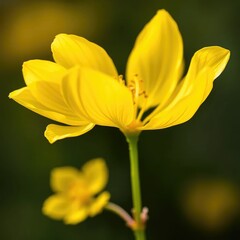 Naklejka premium Delicate yellow petals unfurl on a slender stem, bloom, delicate flowers