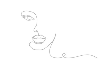 woman faces. Linear background. Use for package, cosmetics, decor. Fashion concept, feminine beauty minimalist