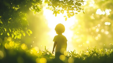 Little boy standing in green grass with hands on hips looking at the camera