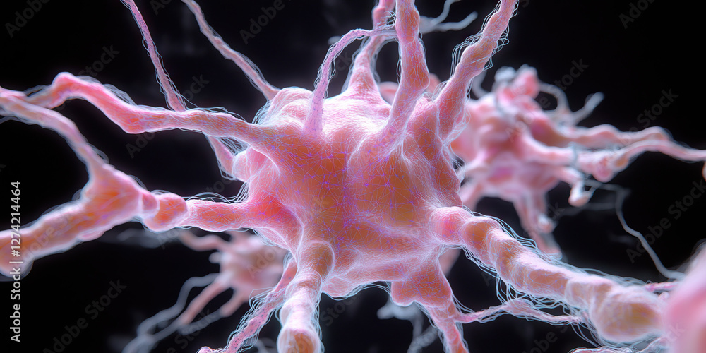 Aufkleber microscopic image of neurons with dendrites and axons