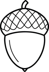 Simple Acorn Outline Vector Illustration