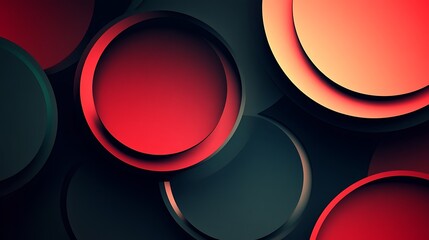 Abstract Red and Dark Circles Overlapping Design