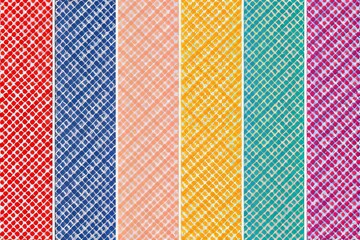 Colorful Geometric Patterned Fabric Swatches in Various Shades