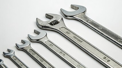 Adjustable Wrenches on White Background