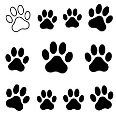 Fototapeta premium animal paw prints set vector illustrations