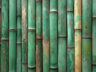 Verdant Bamboo Grove: A Textured Tapestry of Aged Green Canes with Rustic Patina and Natural Segmentation Showcasing Organic Beauty and Timeless Charm