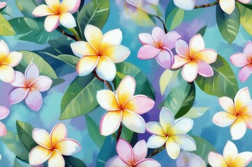 Fototapeta premium Vintage colorful fantasy dreamy abstract blooming botanical flowers seamless patterns illustration, nature theme concept texture design. 